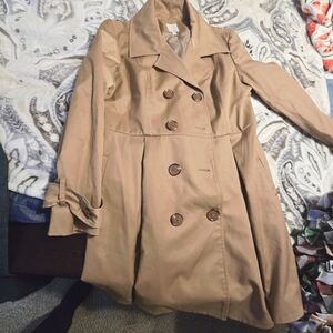Halogen Women's Tan Double-Breasted Trench Coat